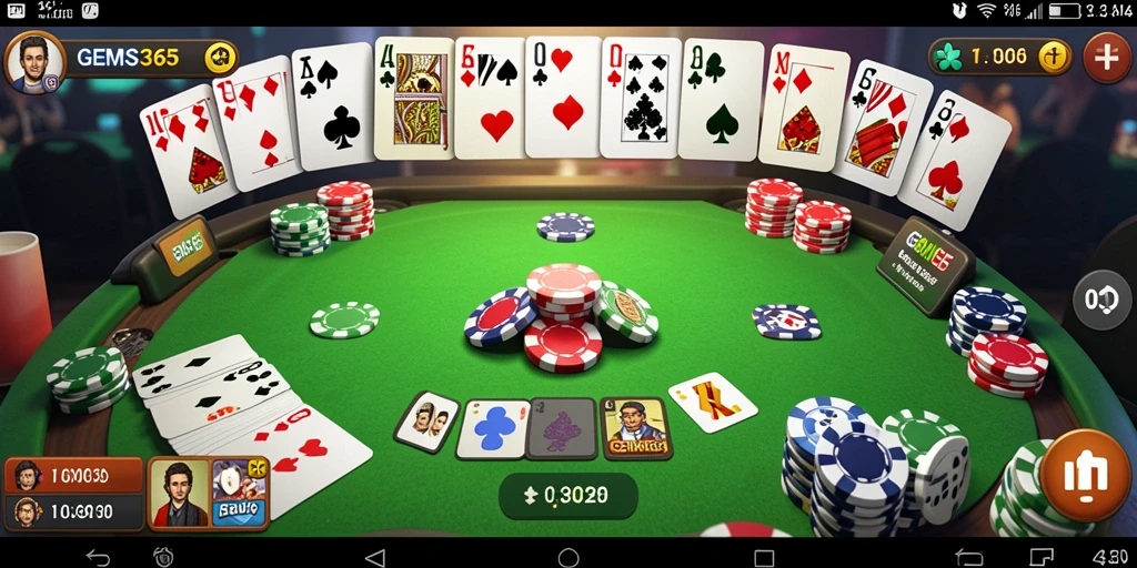 Screenshot gameplay Gaple GEMS365 yang seru dan interaktif.