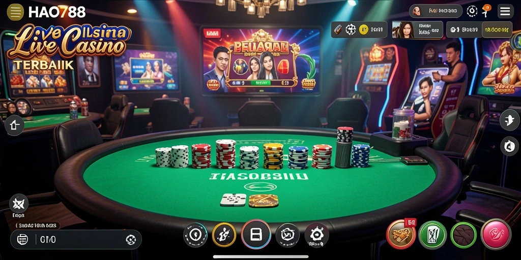 Screenshot gameplay HAO788 menampilkan dealer live dalam aksi di meja kasino.