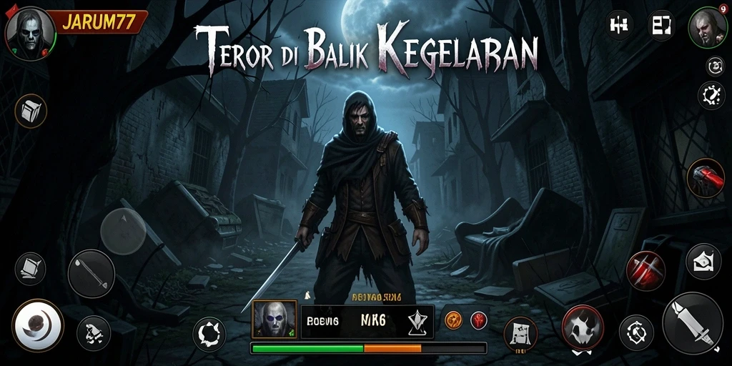 Tangkapan layar dari gameplay menegangkan JARUM77 yang penuh kengerian.