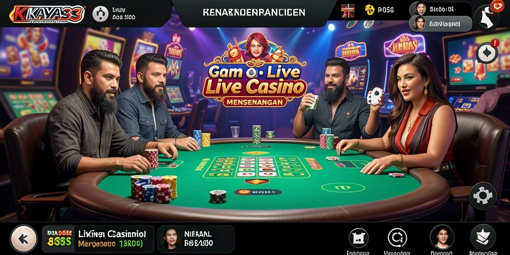Screenshot gameplay Live Casino KAYA33 menunjukkan dealer dan permainan yang menarik.