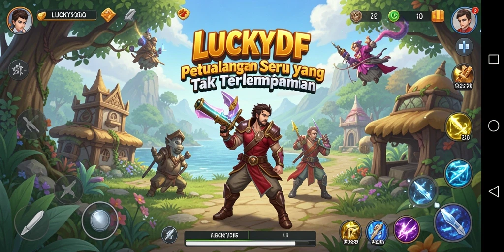 Tangkapan layar gameplay LUCKYDF menampilkan aksi petualangan yang menarik.