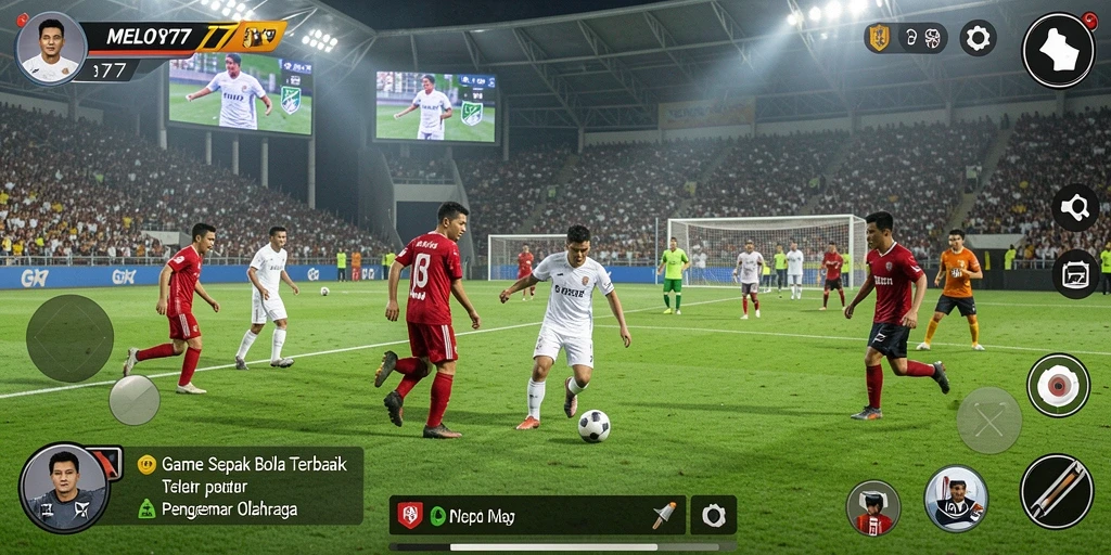 Gameplay seru di MELODY77 dengan aksi sepak bola yang intens.