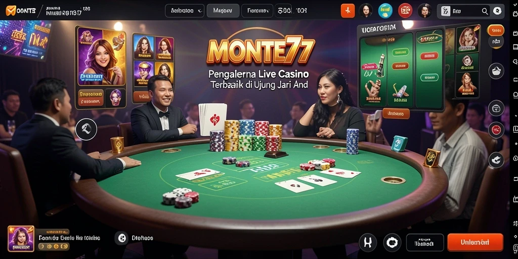 Tampilan gameplay Live Casino yang menarik dan dinamis di MONTE77.