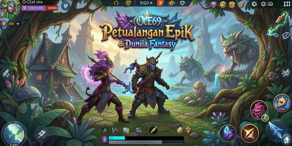 Tampilan gameplay OCE69 yang penuh aksi dan petualangan RPG.