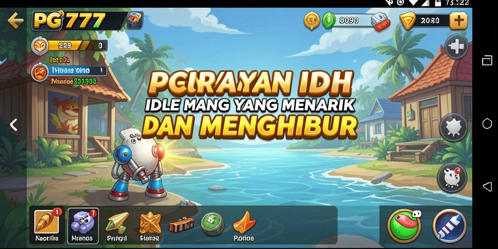 Screenshot utama PG777 menampilkan gameplay seru dan santai di dunia Idle.
