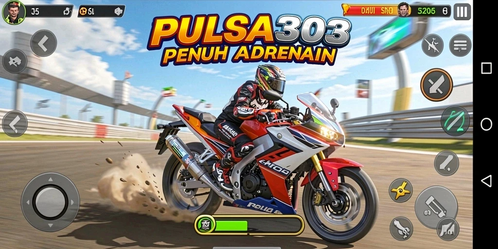 Gameplay seru PULSA303 dengan balapan motor yang mendebarkan.