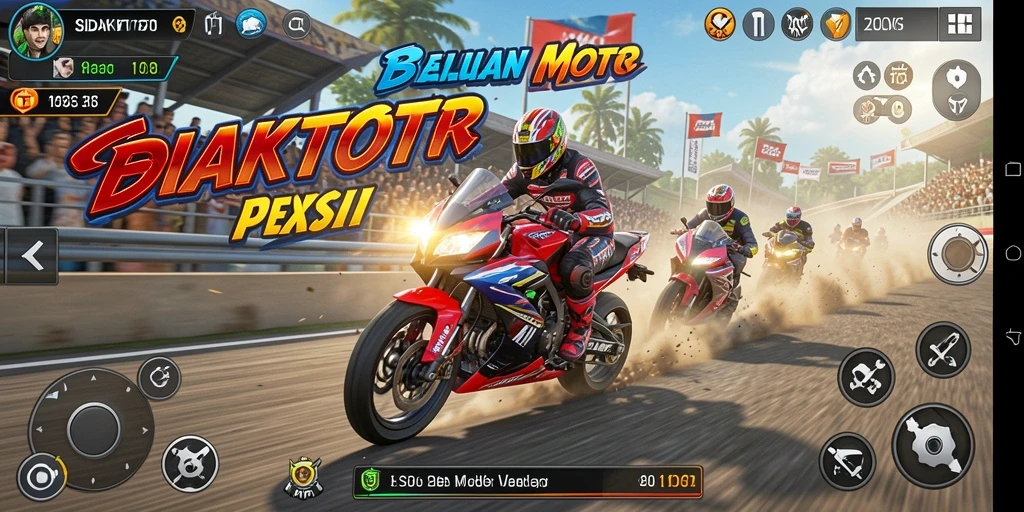 Tampilan gameplay seru di SIDAKTOTO yang menampilkan aksi balapan motor.