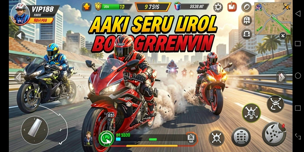 Screenshot aksi balapan motor yang mendebarkan di VIP188.