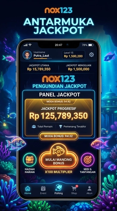 Tampilan antarmuka utama aplikasi nox123 yang menarik dan mudah dinavigasi.
